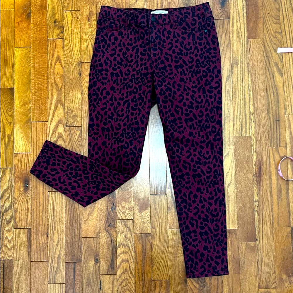 Burgundy and Black Animal Print Social Standard by Sanctuary Ankle Skinny Pants